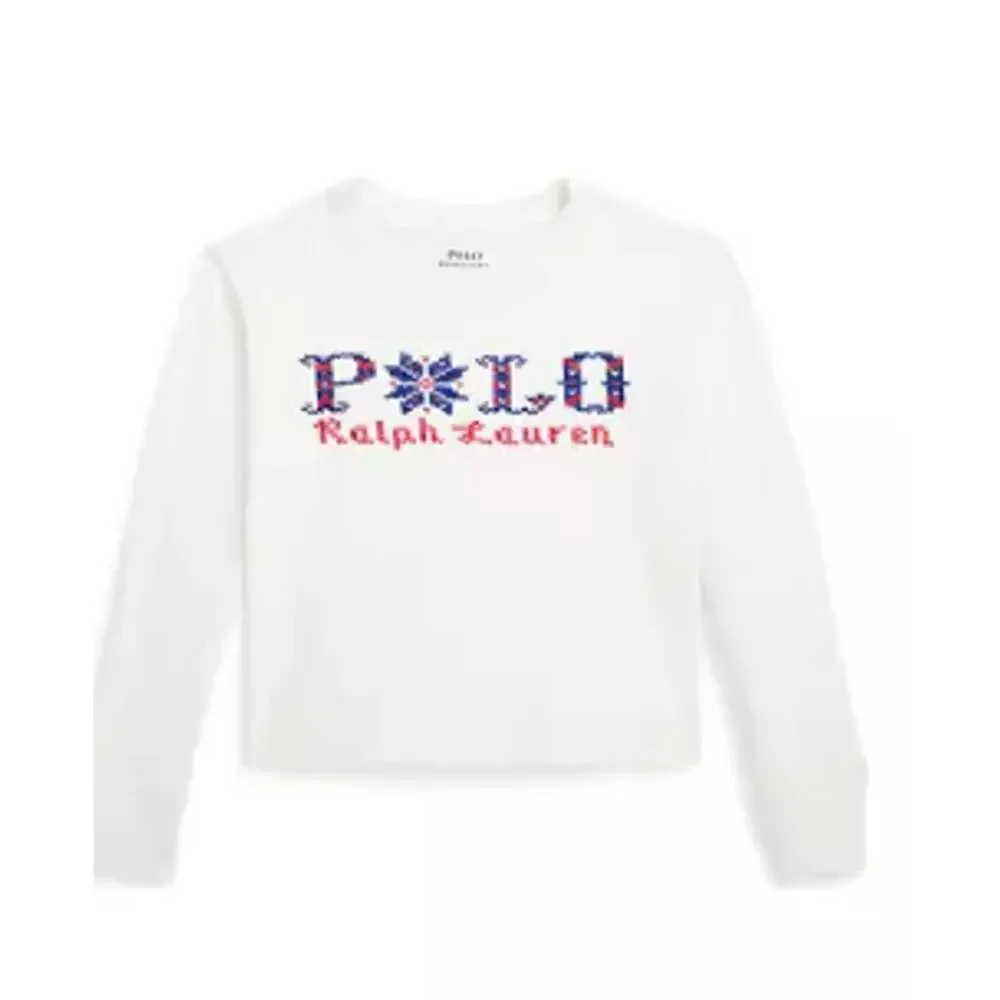 Ralph Lauren Childrenswear Girls Logo Cotton Boxy Long-Sleeve T-Shirt S (7)